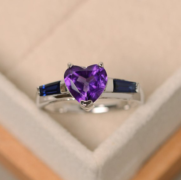 Heart-Shaped Purple Diamond Ring