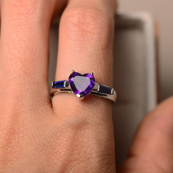 Heart-Shaped Purple Diamond Ring