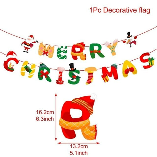 QIFU Christmas Banner Garland Merry Christmas Decor for Home Navidad