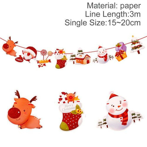 QIFU Christmas Banner Garland Merry Christmas Decor for Home Navidad