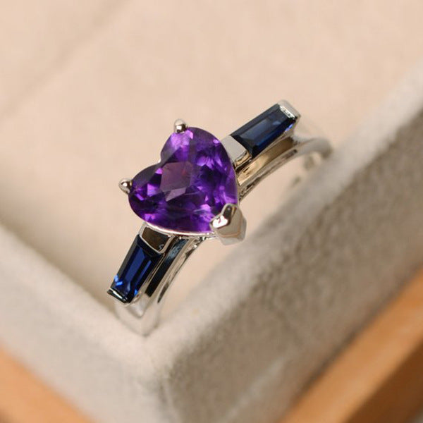 Heart-Shaped Purple Diamond Ring