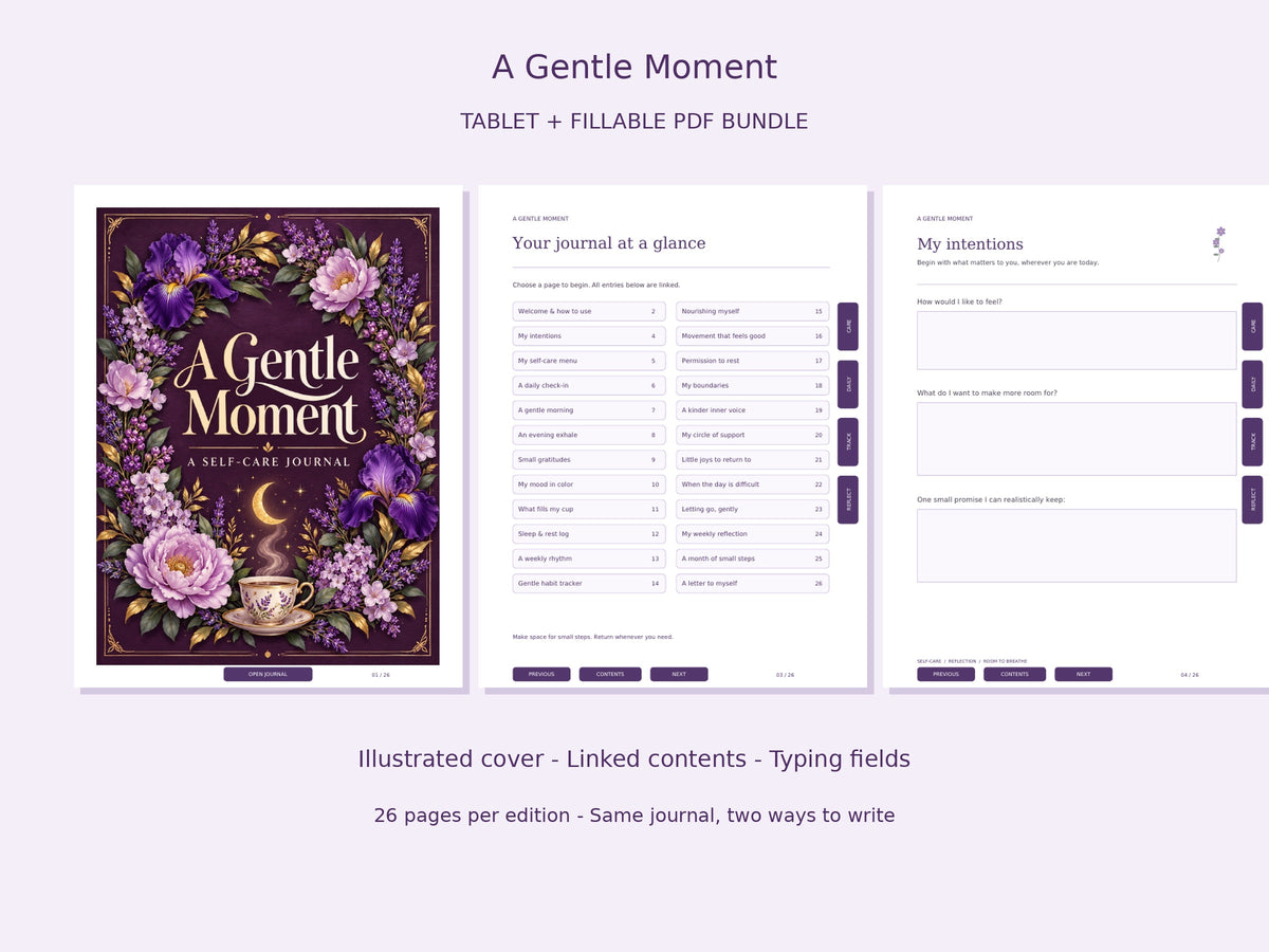 A Gentle Moment — Self-Care Journal | Printable + Digital