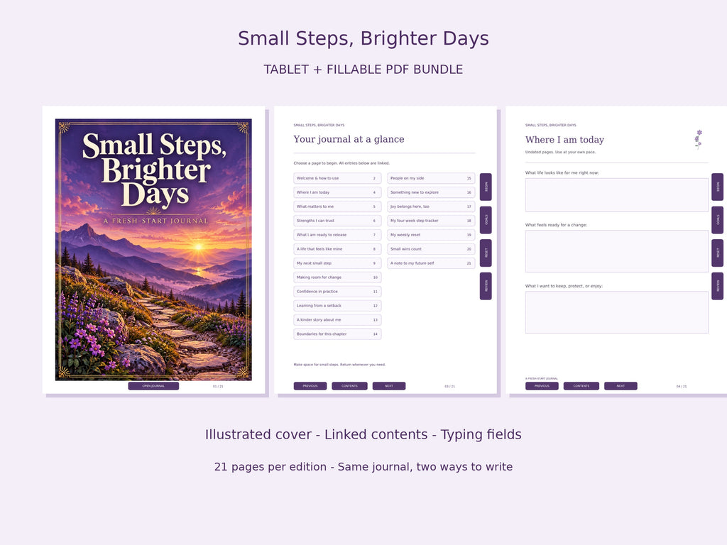 Small Steps, Brighter Days — Fresh-Start Journal | Printable + Digital