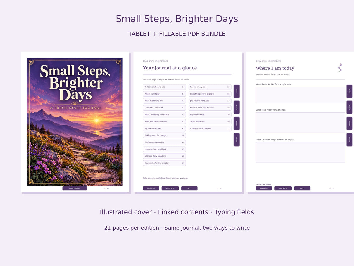 Small Steps, Brighter Days — Fresh-Start Journal | Printable + Digital