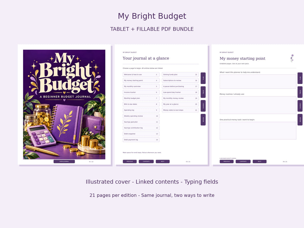 My Bright Budget — Beginner Budget Journal | Printable + Digital