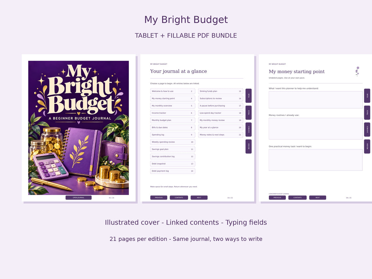 My Bright Budget — Beginner Budget Journal | Printable + Digital