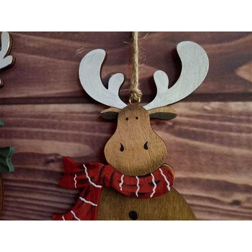 Wood Christmas Tree Hanging Decor Elk Pendant Deer