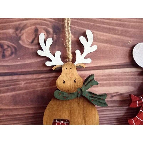 Wood Christmas Tree Hanging Decor Elk Pendant Deer