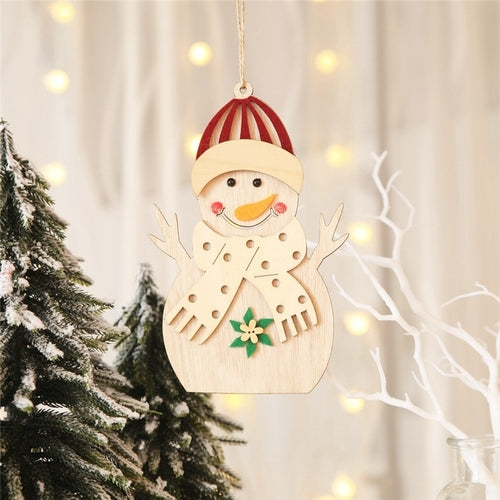 Wood Christmas Tree Hanging Decor Elk Pendant Deer