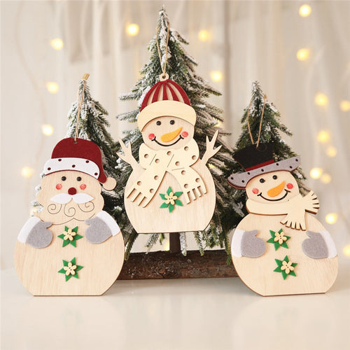 Wood Christmas Tree Hanging Decor Elk Pendant Deer