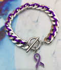 Purple Ribbon Awareness Charm Bracelet (One Piece)