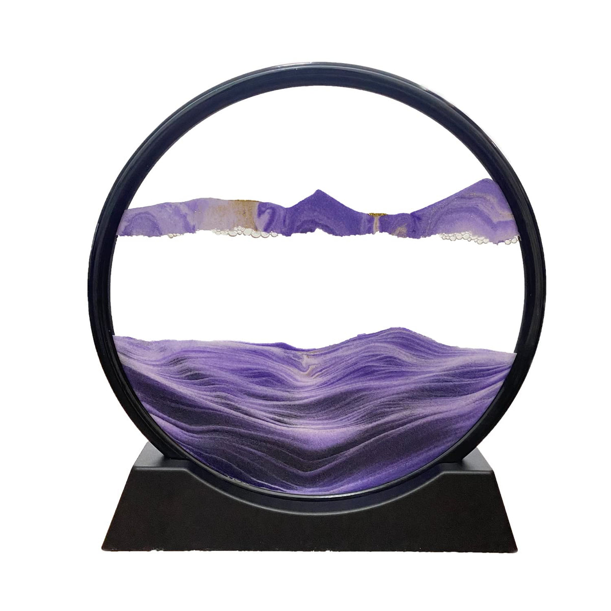 SOFLIY 3D Dynamic Sand Art Liquid Motion Moving Sand Art Picture Round Glass 3D Deep Sea Sandscape in Motion Display Flowing Sand Frame Relaxing Desktop Home Office Work Decor (7“ Purple)