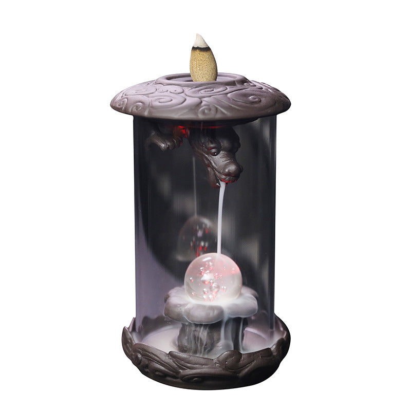 Handmade Purple Clay Backflow Incense Burner Decor