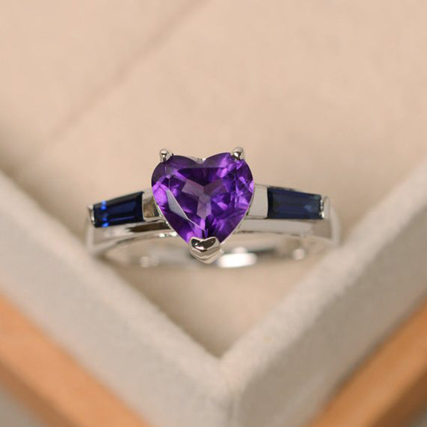 Heart-Shaped Purple Diamond Ring