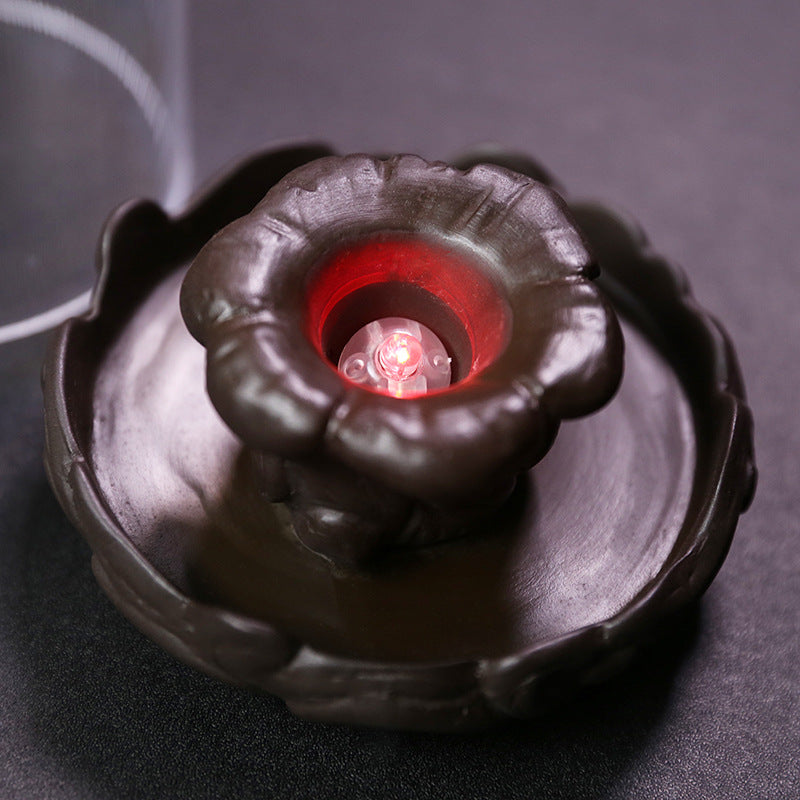 Handmade Purple Clay Backflow Incense Burner Decor