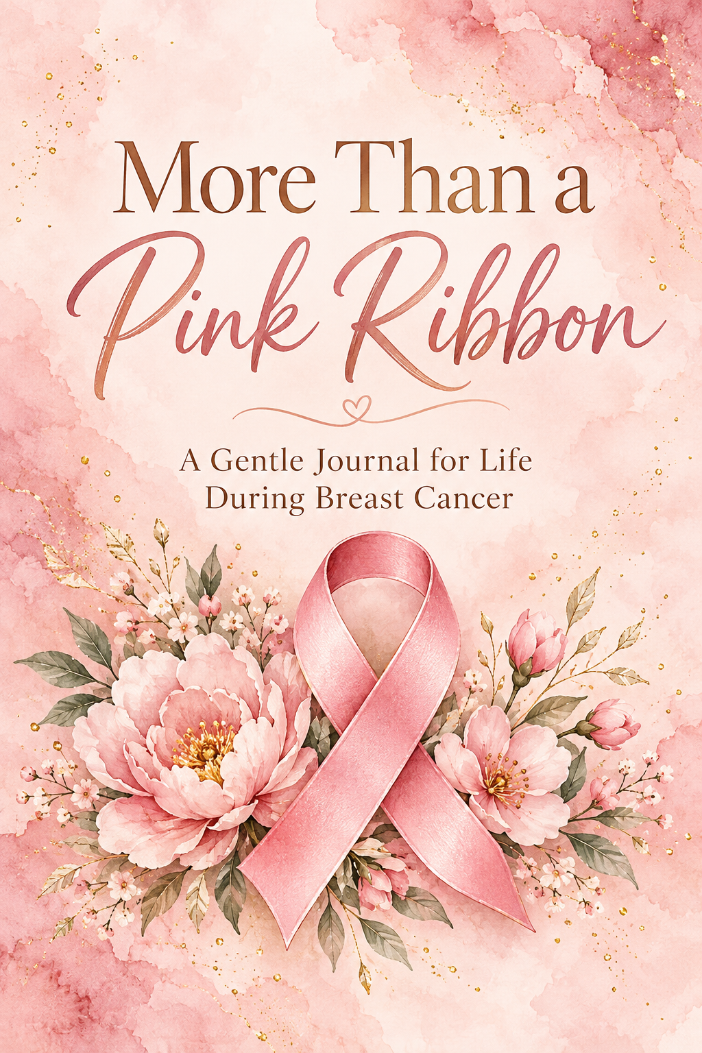 More Than a Pink Ribbon journal with a soft pink floral awareness ribbon cover